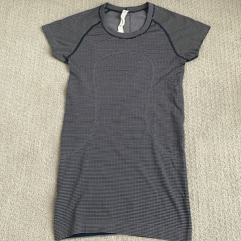 Lululemon blue and white stripe top